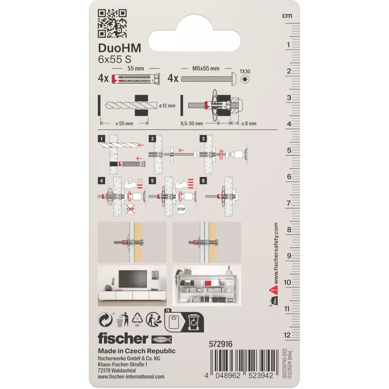 Fischer DuoHM 6x55 S PH TX tuščiavidurių sienų inkaras 55 mm 4 vnt. 572916