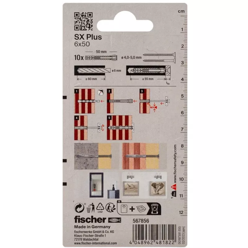 Fischer SX Plus išsiplėtimo kaištis 6x50 mm (10 vnt.) 567856