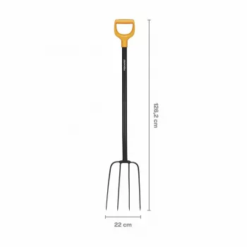 Fiskars Solid komposto šakė su boro plieno galvute ir D formos rankena, 4 šakės, 1220 mm