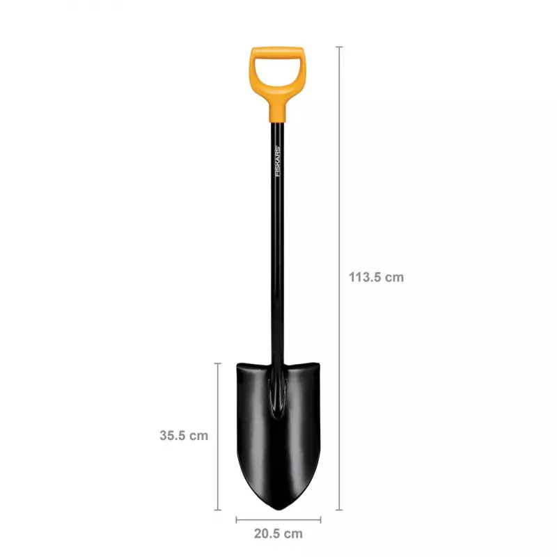 Fiskars Solid+ XL aštrus kastuvas su plienine D formos rankena, boro plieno geležte, 1250 mm