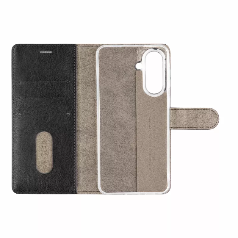 Fixed Opus Book Case, skirta Samsung Galaxy A57 5G, dirbtinė oda, juoda