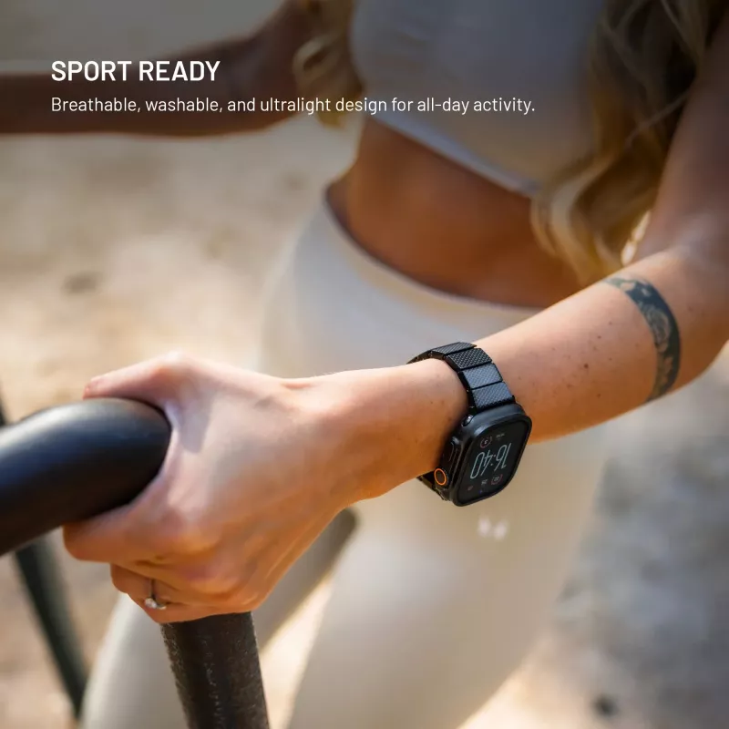 FIXED Resin Strap pro, skirtas Apple Watch 44/45/46/49, anglies juodos spalvos