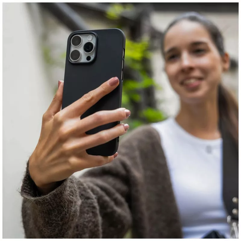 Fiksuotas Story galinis dangtelis, skirtas „Xiaomi Redmi Note 15 Pro 4G“, gumuotas, juodas
