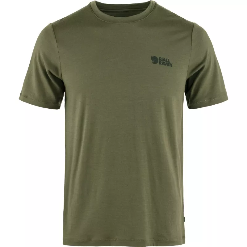 Fjällräven Abisko Wool Logo SS Men's T-Shirt Laurel Green