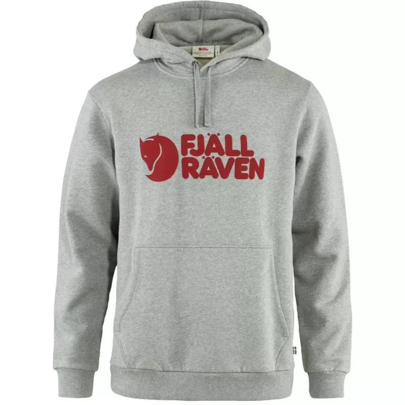 Fjällräven Logo Hoodie Men's Grey Melange