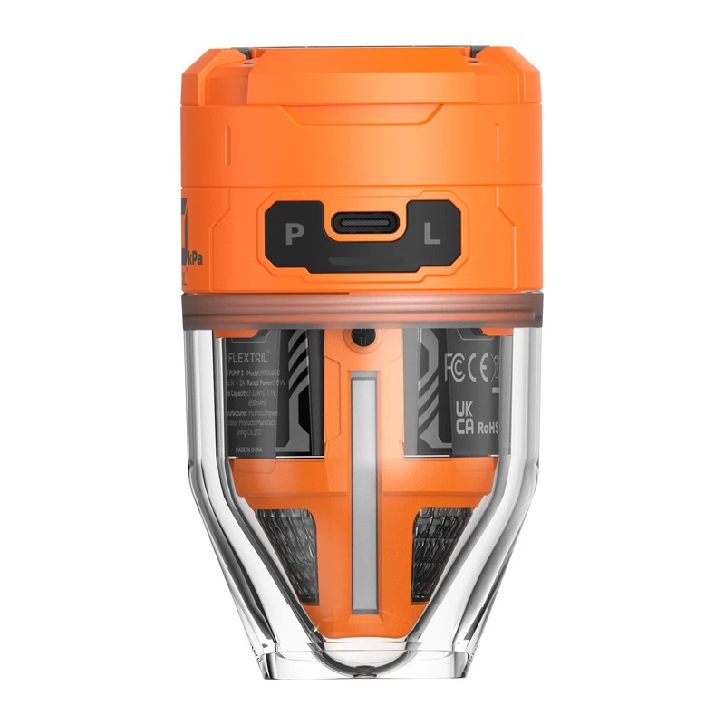 Flextail Max Pump 3 Portable Pump (Orange) – USB-C įkraunamas oro siurblys su LED šviesa, 3600 mAh, IPX4