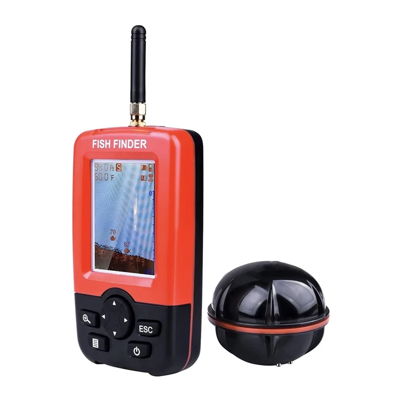 FLYTEC XJ-01 Fishfinder - Nešiojamas belaidis sonaras su 125 kHz, 90° spinduliu, 36 m gyliu, FSTN LCD ekranu
