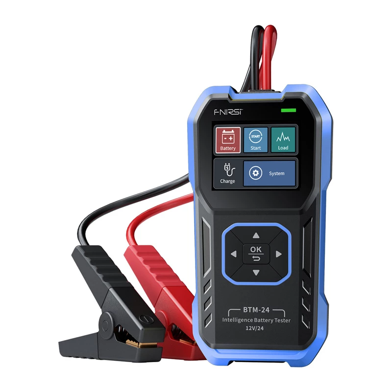 FNIRSI BTM-24 Daugiafunkcis automobilio akumuliatoriaus testeris su Bluetooth 5.0, 6V/12V/24V, švino-rūgšties/AGM/GEL/EFB/LiFePO4, CCA 100-2000, laidumo matavimas, apsauga nuo atvirkštinio poliškumo