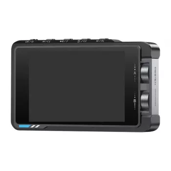 FNIRSI DS215H osciloskopas – 100 MHz, 500 MS/s, 1 kanalas, įmontuotas signalų generatorius, 2,8 inch TFT LCD, USB Type-C, įkraunama baterija, juoda