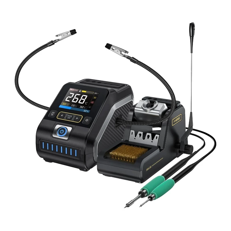 FNIRSI DWS-200F 200W litavimo stotis su 2,4 inch IPS ekranu, PID valdymu, C245/C210 antgaliais