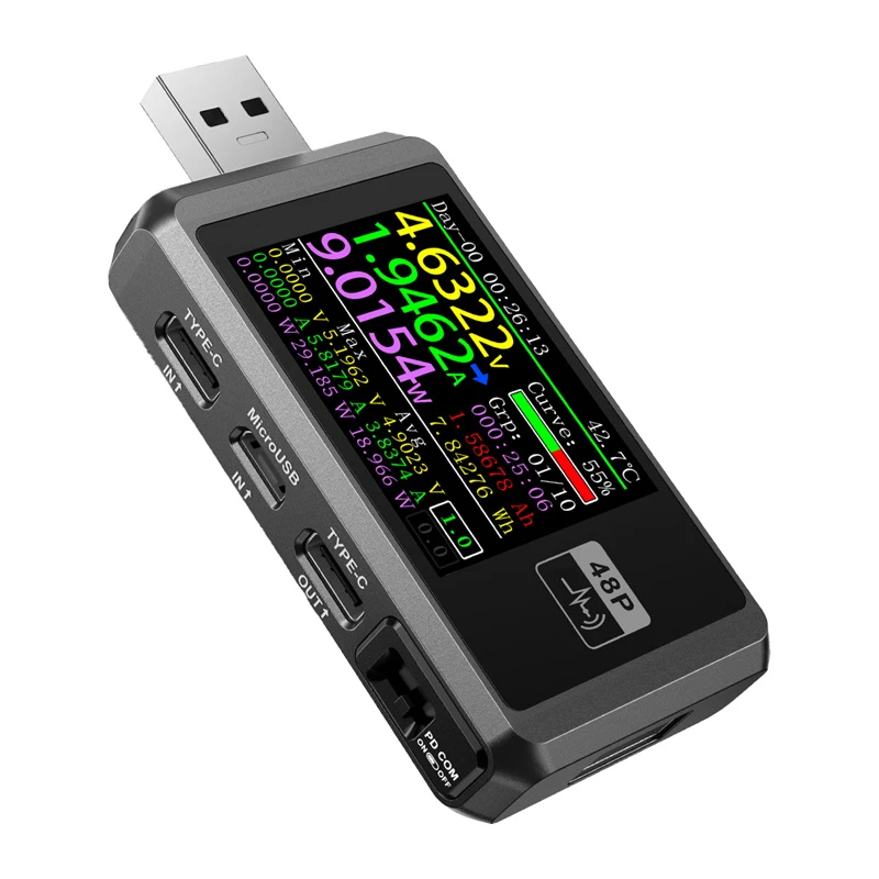 FNIRSI FNB48P USB jungties testeris juodas
