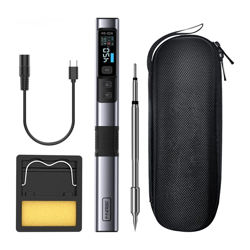 FNIRSI HS-02A 100 W Smart Lituoklis su USB-C PD, OLED Ekranu, Greitu Įkaitimu