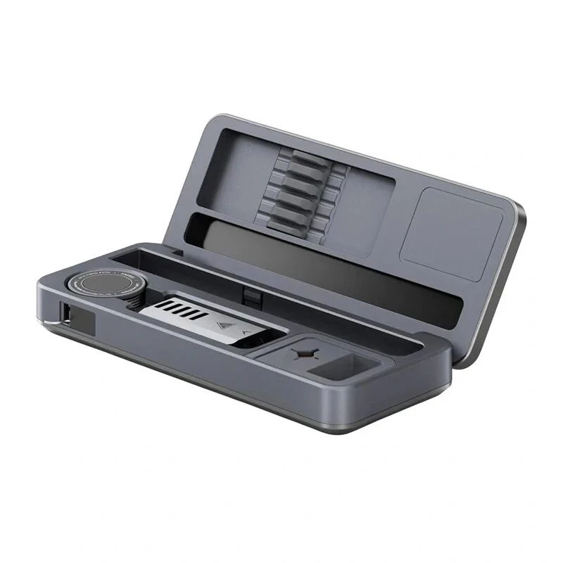FNIRSI HS-02B Plus Tool Box 100W USB-C PD lituoklis su 0.87 inch OLED ekranu, 80-420°C, įšyla per 6 s, aliuminio korpusas, reguliuojamas miego/išjungimo režimas, atnaujinama programinė įranga