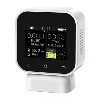 FNIRSI SFD-02 4-in-1 Patalpų oro kokybės monitorius su formaldehido detektoriumi ir jutikliniu ekranu