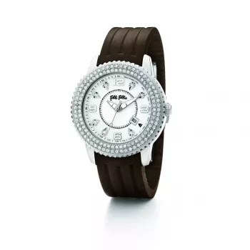 Folli Follie Donatella moteriškas kvarcinis laikrodis WF5T003ZTW 30mm rožinio aukso nerūdijantis plienas balta oda