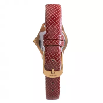 FOLLI FOLLIE Heart4Heart Moteriškas Kvarcinis Laikrodis WF1B006STSR 33mm Rožinio Aukso Nerūdijančio Plieno Korpusas Baltas Ciferblatas Raudonas Odinis Dirželis