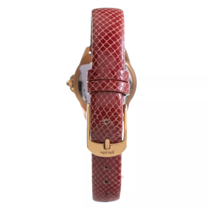 FOLLI FOLLIE Heart4Heart Moteriškas Kvarcinis Laikrodis WF1B006STSR 33mm Rožinio Aukso Nerūdijančio Plieno Korpusas Baltas Ciferblatas Raudonas Odinis Dirželis