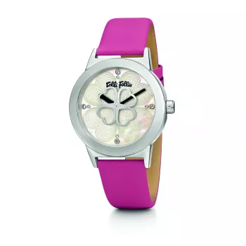Folli Follie Heart4Heart moteriškas laikrodis WF13T040SPW 32mm rožinio aukso nerūdijantis plienas ir balta oda