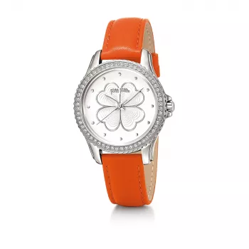 Folli Follie Santorini Flower Moteriškas Kvarcinis Laikrodis WF15A031SPW 35mm Balta Odinė Apyrankė
