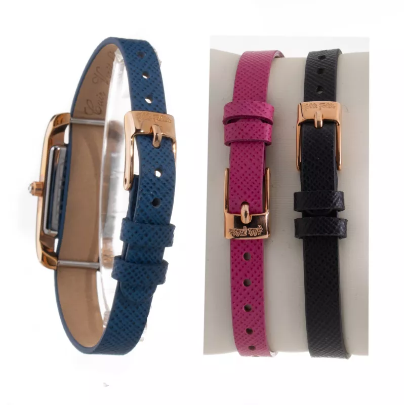 Folli Follie WF13B064SPWA Moteriškas kvarcinis analoginis laikrodis - Baltas odinis dirželis, 34mm rožinio aukso korpusas