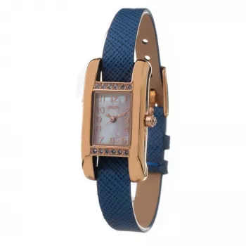 Folli Follie WF13B064SPWA Moteriškas kvarcinis analoginis laikrodis - Baltas odinis dirželis, 34mm rožinio aukso korpusas
