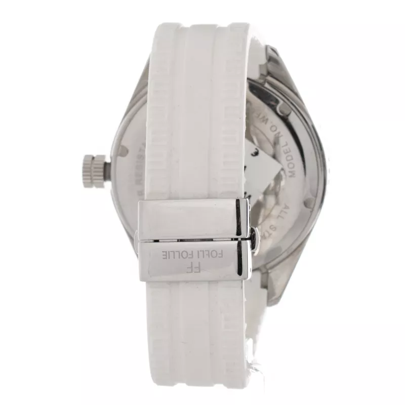 FOLLI FOLLIE Moteriškas laikrodis WF0T027ZDP 45mm Nerūdijantis plienas Kvarcinis Baltas ciferblatas Juoda oda