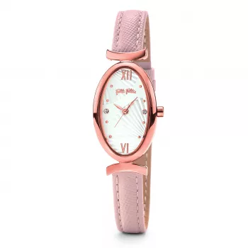 Folli Follie Women's Quartz Analog Watch WF16R031SSS - Rose Gold-Tone Stainless Steel, White Dial, 34mm