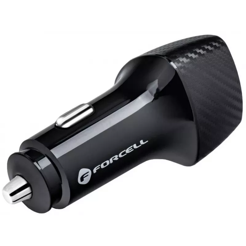 Forcell Carbon CC50-1A1C 38W automobilinis įkroviklis USB-C PD 3.0 + USB-A QC 3.0 juodas