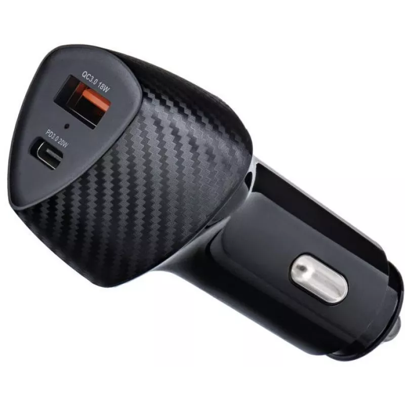 Forcell Carbon CC50-1A1C 38W automobilinis įkroviklis USB-C PD 3.0 + USB-A QC 3.0 juodas
