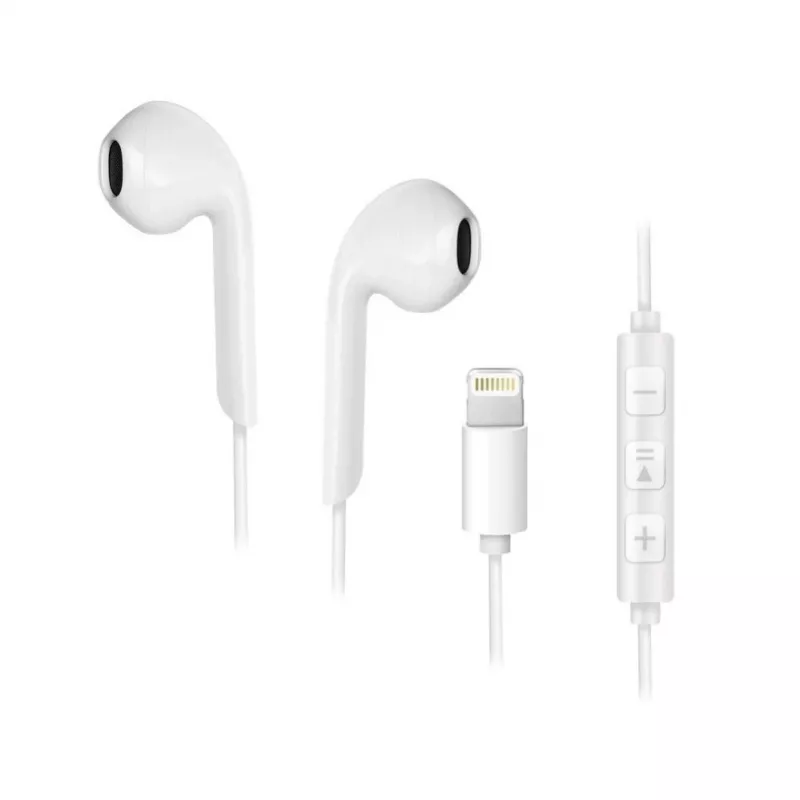 Forcell F-Audio HR-ME25 Lightning ausinės su mikrofonu ir nuotolinio valdymo pulteliu, baltos