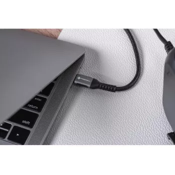 FORCELL F-Energy Cafule USB-C į USB-C laidas 1,2 m 240W 5A PD QC 4.0 pintas juodas