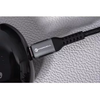 FORCELL F-Energy Cafule USB-C į USB-C laidas 1,2 m 240W 5A PD QC 4.0 pintas juodas