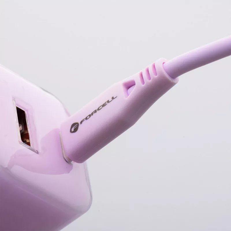 Forcell F-Energy GaN III VT-41 33W 1x USB-C 1x USB-A PD 3.0 QC 4.0 sieninis įkroviklis, violetinis