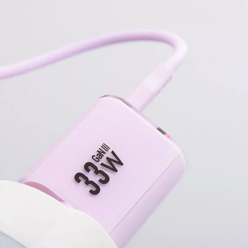 Forcell F-Energy GaN III VT-41 33W 1x USB-C 1x USB-A PD 3.0 QC 4.0 sieninis įkroviklis, violetinis