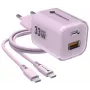 Forcell F-Energy GaN III VT-41 33W 1x USB-C 1x USB-A PD 3.0 QC 4.0 sieninis įkroviklis, violetinis