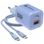 Forcell F-Energy GaN III VT-41 33W USB-C & USB-A sieninis įkroviklis, PD 3.0, QC 4.0, mėlynas