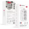 Forcell F-Energy VT-PS03 išmanusis maitinimo lizdas, 3x Schuko lizdai, USB-C PD 30W, 3x USB-A QC 3.0, Wi-Fi, Tuya programėlės valdymas, 2500W/10A