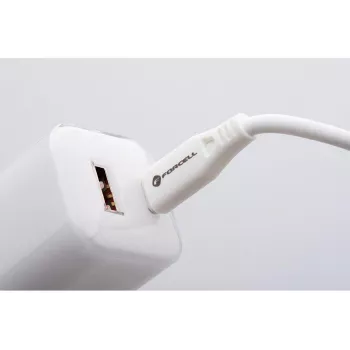 Forcell VT-41 GaN III 33W sieninis įkroviklis su 1x USB-C PD 3.0 ir 1x USB-A QC 4.0 (baltas)