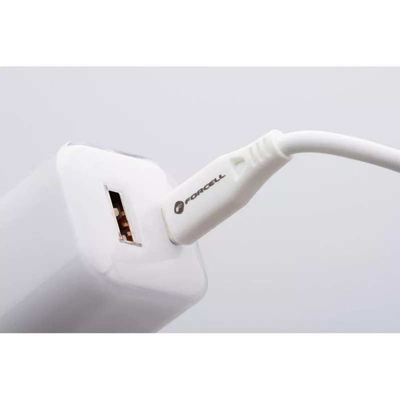 Forcell VT-41 GaN III 33W sieninis įkroviklis su 1x USB-C PD 3.0 ir 1x USB-A QC 4.0 (baltas)