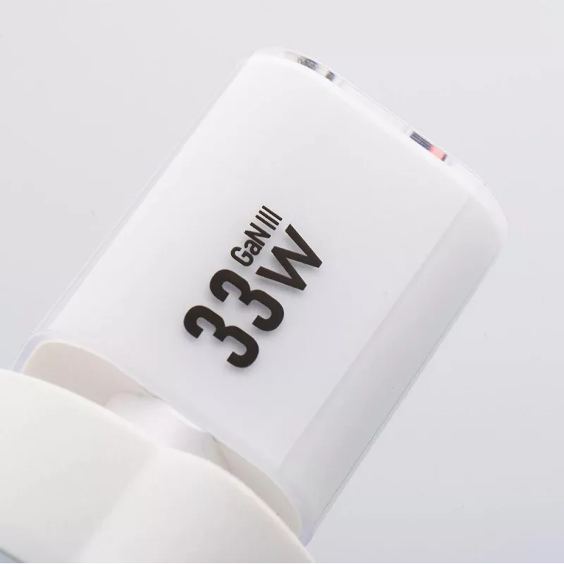 Forcell VT-41 GaN III 33W sieninis įkroviklis su 1x USB-C PD 3.0 ir 1x USB-A QC 4.0 (baltas)