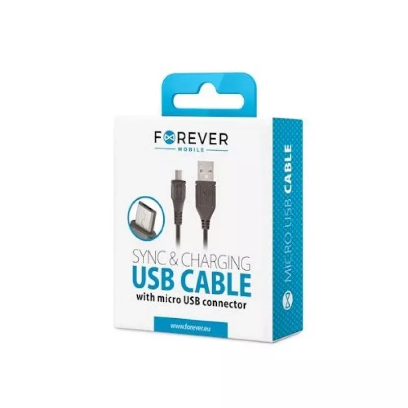 Forever MicroUSB 1A laidas juodas