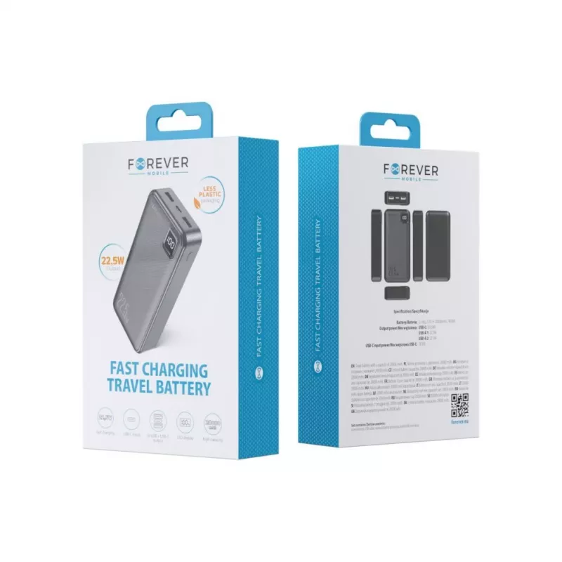 Forever Power Bank TB-300L PD QC 22.5W 20000 mAh Black