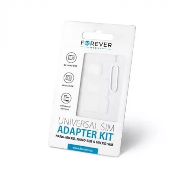 Forever Universal NANO SIM/Micro, Micro SIM to NANO/SIM (3in1) SIM kortelių adapterių rinkinys su išstūmimo kaiščiu