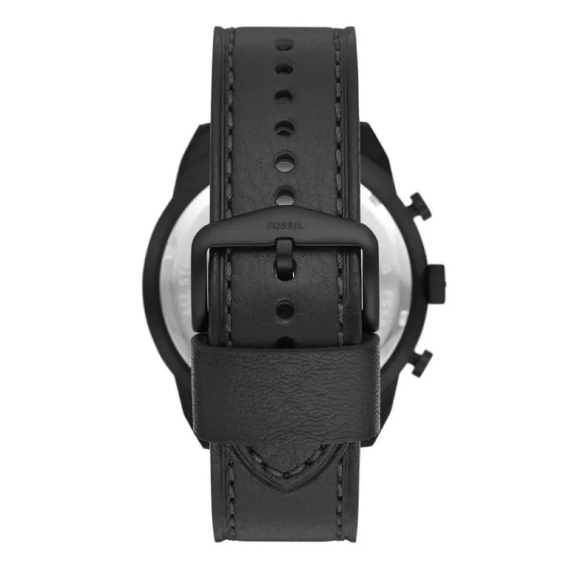 Fossil FS5874 Vyriškas laikrodis su mėlynu ciferblatu ir rudu odiniu dirželiu, 42 mm