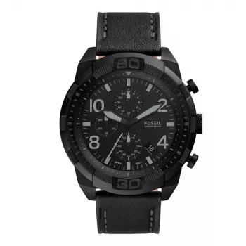 Fossil FS5874 Vyriškas laikrodis su mėlynu ciferblatu ir rudu odiniu dirželiu, 42 mm