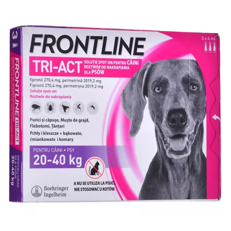 FRONTLINE Tri-act L 20-40 kg - Parazitų lašai šunims - 3 x 4 ml