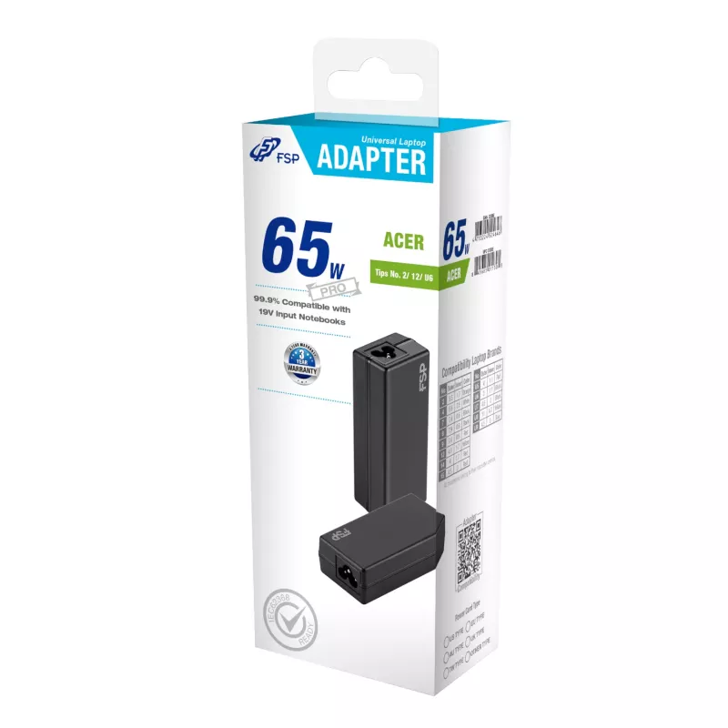 FSP PRO 65W universalus nešiojamojo kompiuterio adapteris – Acer