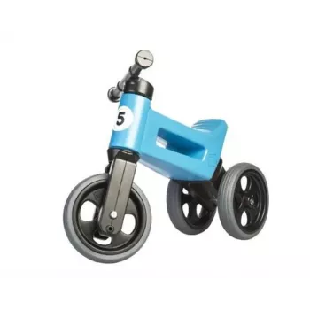 FUNNY WHEELS Rider Super Sportinis Balance Bike, Metallic Blue, 2-in-1 Convertible 3-Wheel to 2-Wheel, Adjustable Seat and Handlebar, for 18 Months to 3 Years, 25 kg Max Load