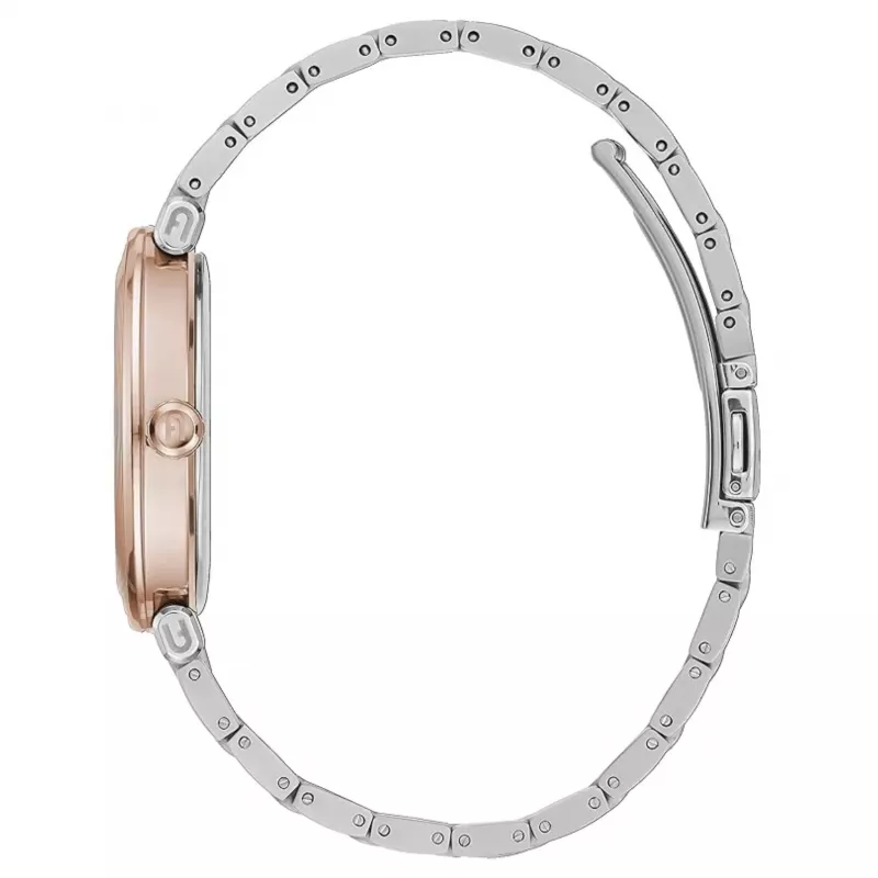 FURLA Arco Chain moteriškas kvarcinis laikrodis 38mm nerūdijančio plieno tinklelio apyrankė rožinio aukso atspalvis