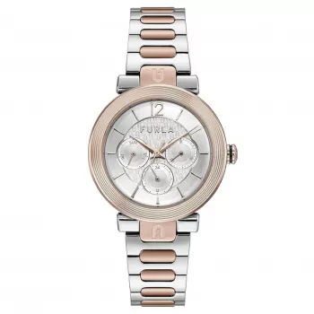 FURLA Arco Chain moteriškas kvarcinis laikrodis 38mm nerūdijančio plieno tinklelio apyrankė rožinio aukso atspalvis